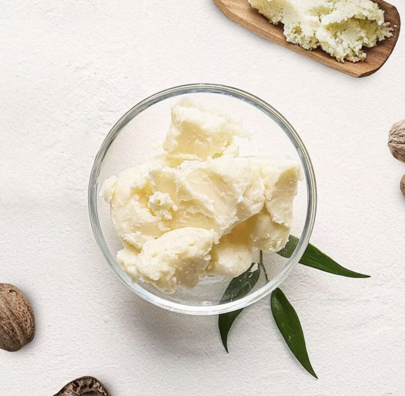 Oganic Shea Butter Unrefined Raw in a glass bowl
