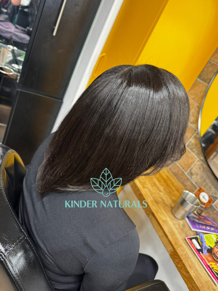 Silk Press Hair Back View. Kinder Naturals Hair Growth Products